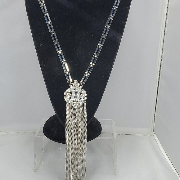 Bijou Drive  silver link necklace with rhinestone - Picture 2 of 5